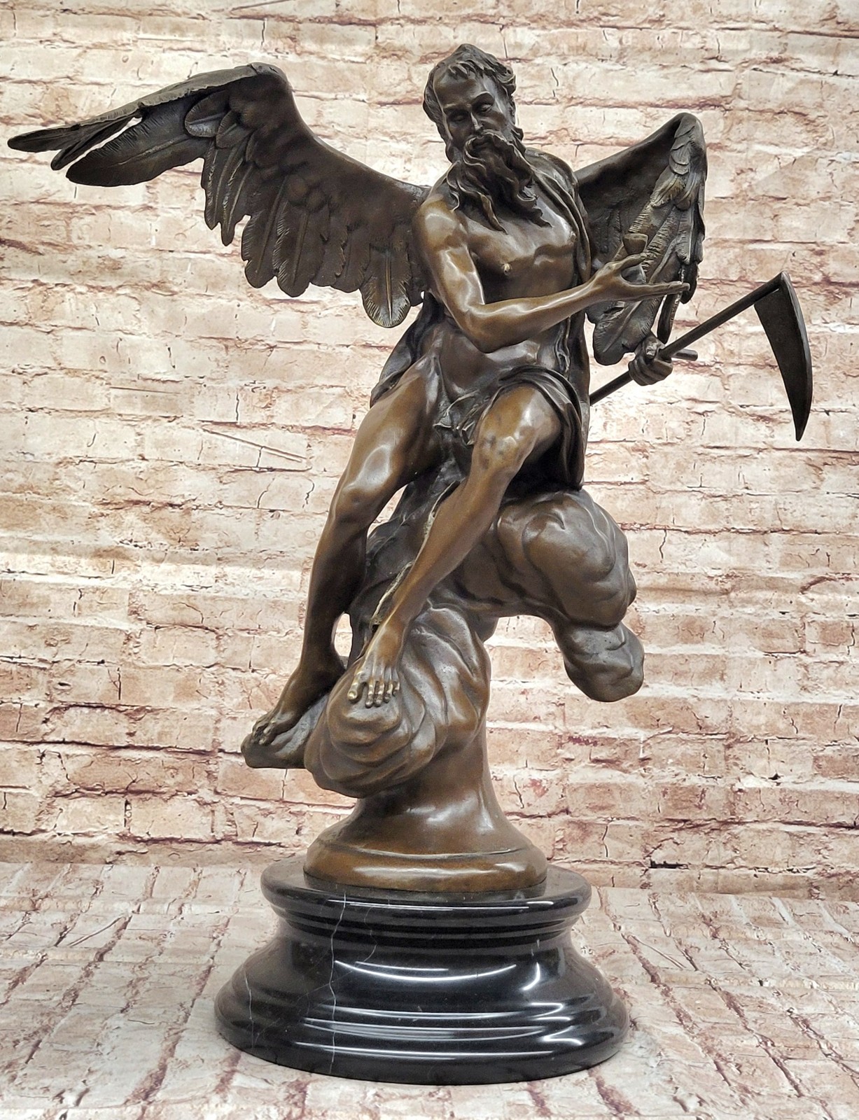 Museum quality antique figure sculpture statue death devil satan evil bronze Ar