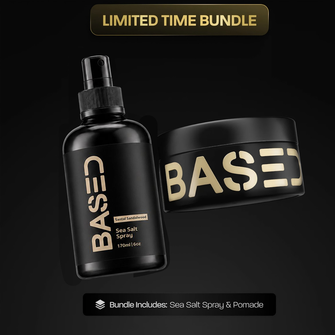 BASED Wave & Style Duo - Sea Salt Spray, Pomade, Beachy Texture, Medium Hold- BASED Wave & Style Duo - Sea Salt Spray, Pomade, Beachy Texture, Medium Hold-