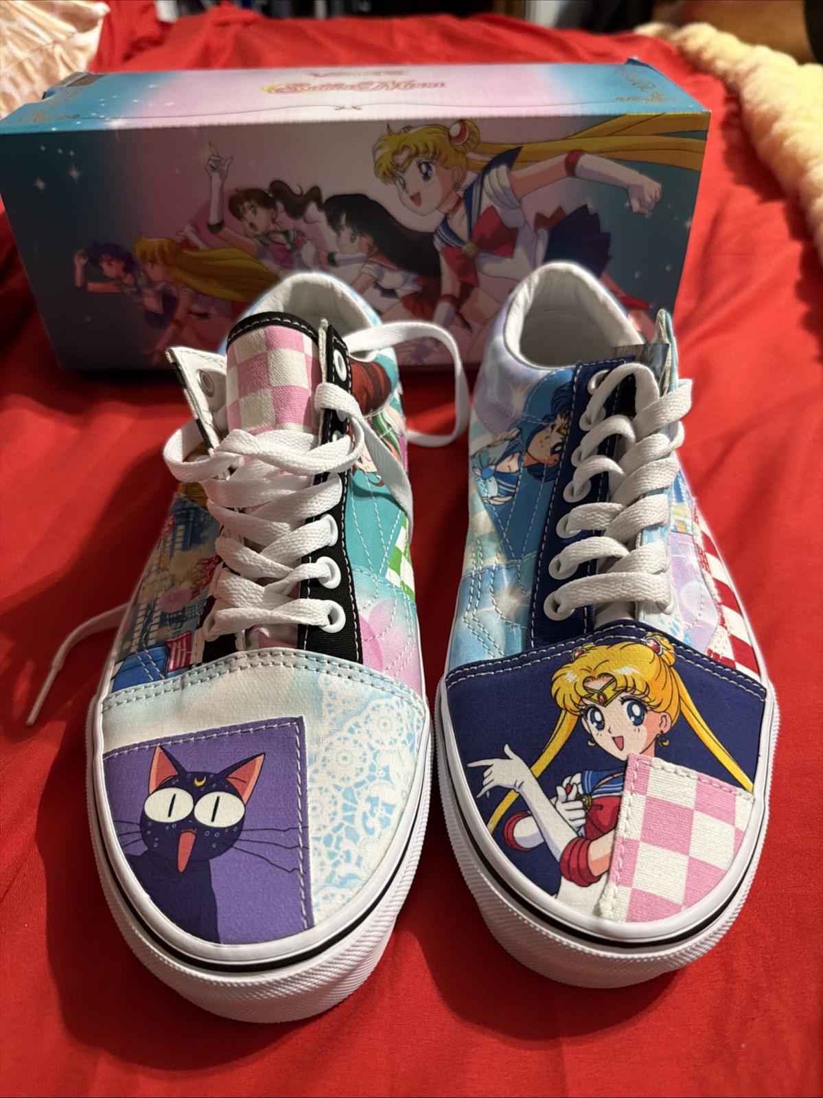 Vans Off The Wall M7.5 W9.50X Sailor Moon Sneakers Old Skool Patchwork Guardians