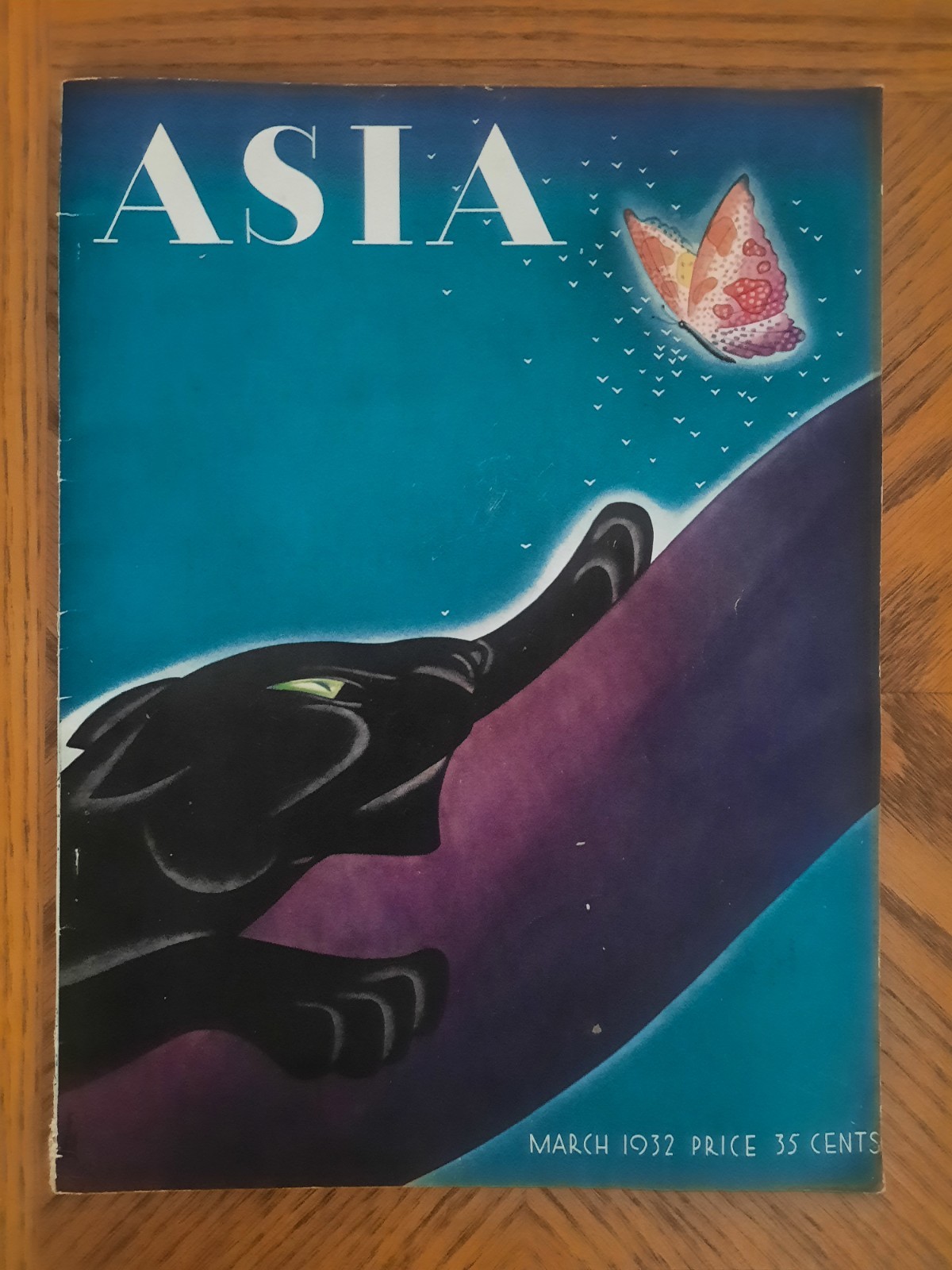 Original March 1932 ASIA Magazine Frank McIntosh Art Cover - Complete 