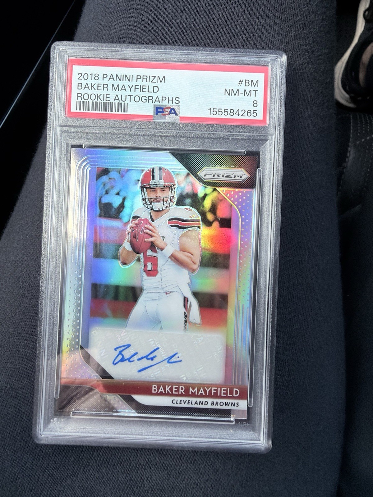 2018 Panini Prizm Baker Mayfield Rookie Auto #RA-BM Browns PSA 8 155584265