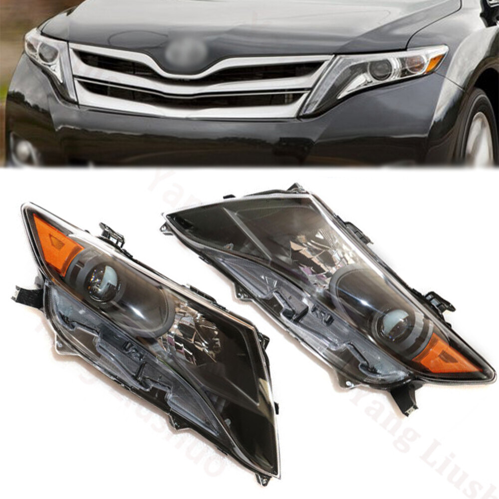 1 Pair For Toyota Venza 2009-2016 Headlights Black Housing Halogen Headlamps