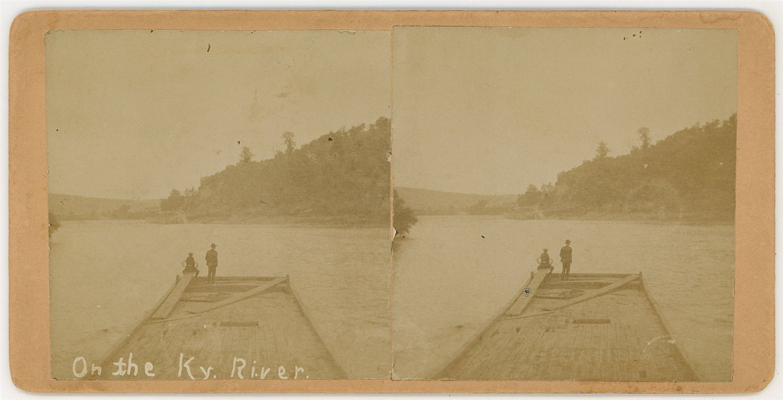 KENTUCKY STEREOVIEW - Monterey - View of Kentucky River from Barge - 1890s RARE