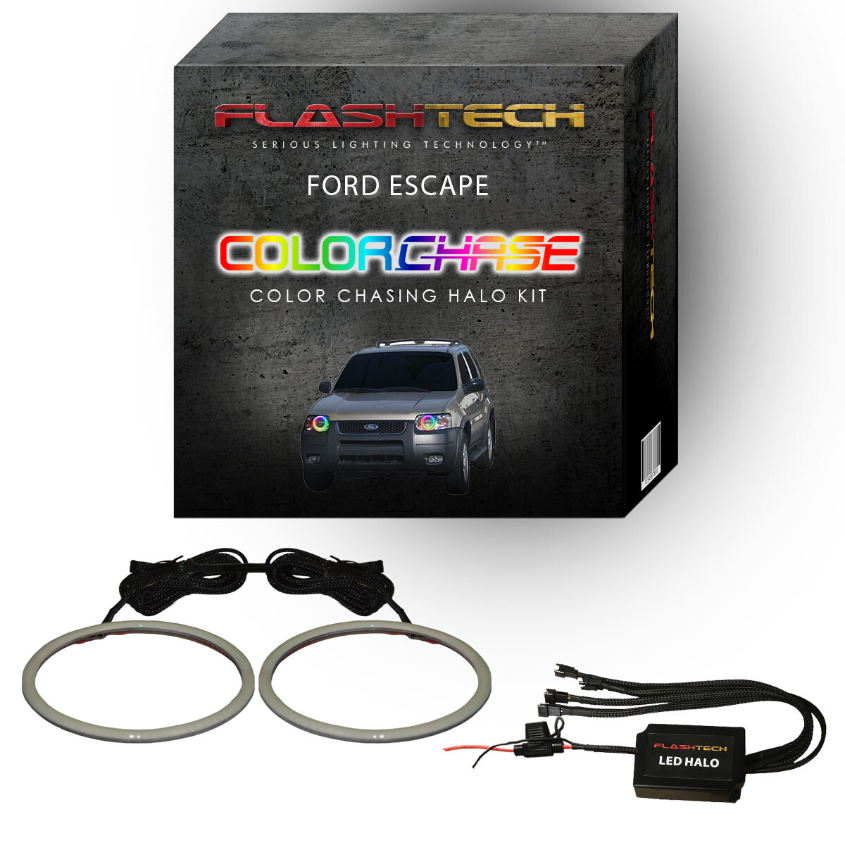 Dream Color Chasing Dynamic LED Halo kit for 2001-2004 Ford Escape Headlights