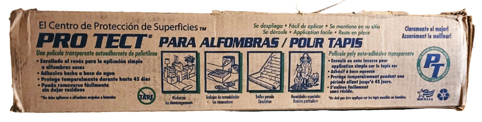 Pro Tect For Carpets 24in x 500ft Clear Self Adhering 2 mil Poly Film 1000 sq ft Pro Tect For Carpets 24in x 500ft Clear Self Adhering 2 mil Poly Film 1000 sq ft