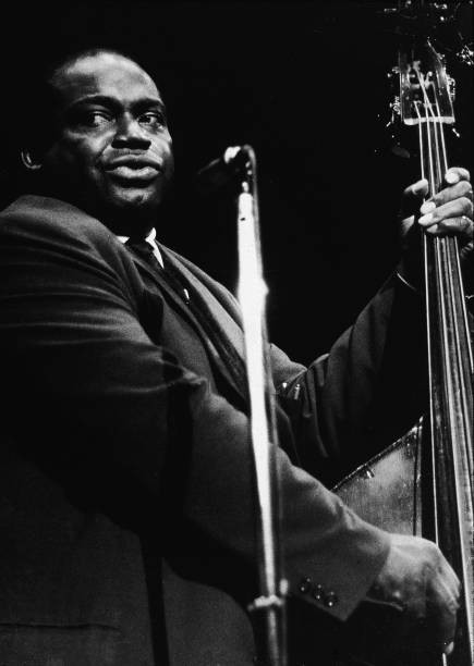 American blues musician Willie Dixon plays double bass during a co- Old Photo