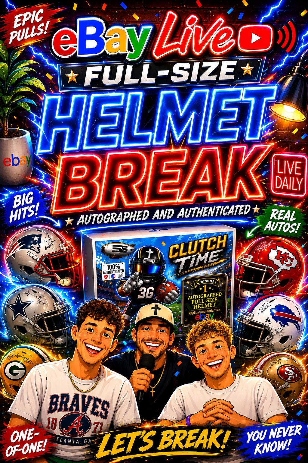 RANDOM Spot - 1x Full-Size Signed Helmet Break NFL 1/32 Chance