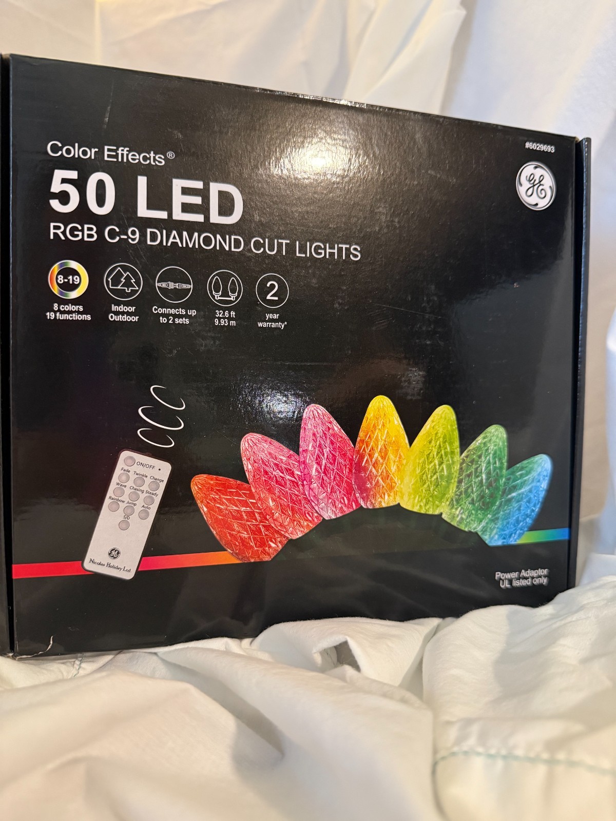 GE Color Effects 50 LED  RCB C-9 Diamond Cut Lights. 8-19:  8 Colors 19 Function