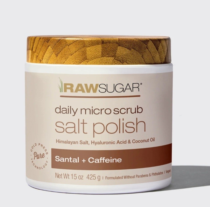 Raw Sugar Daily Micro Scrub Salt Polish Santal + Caffeine 15oz
