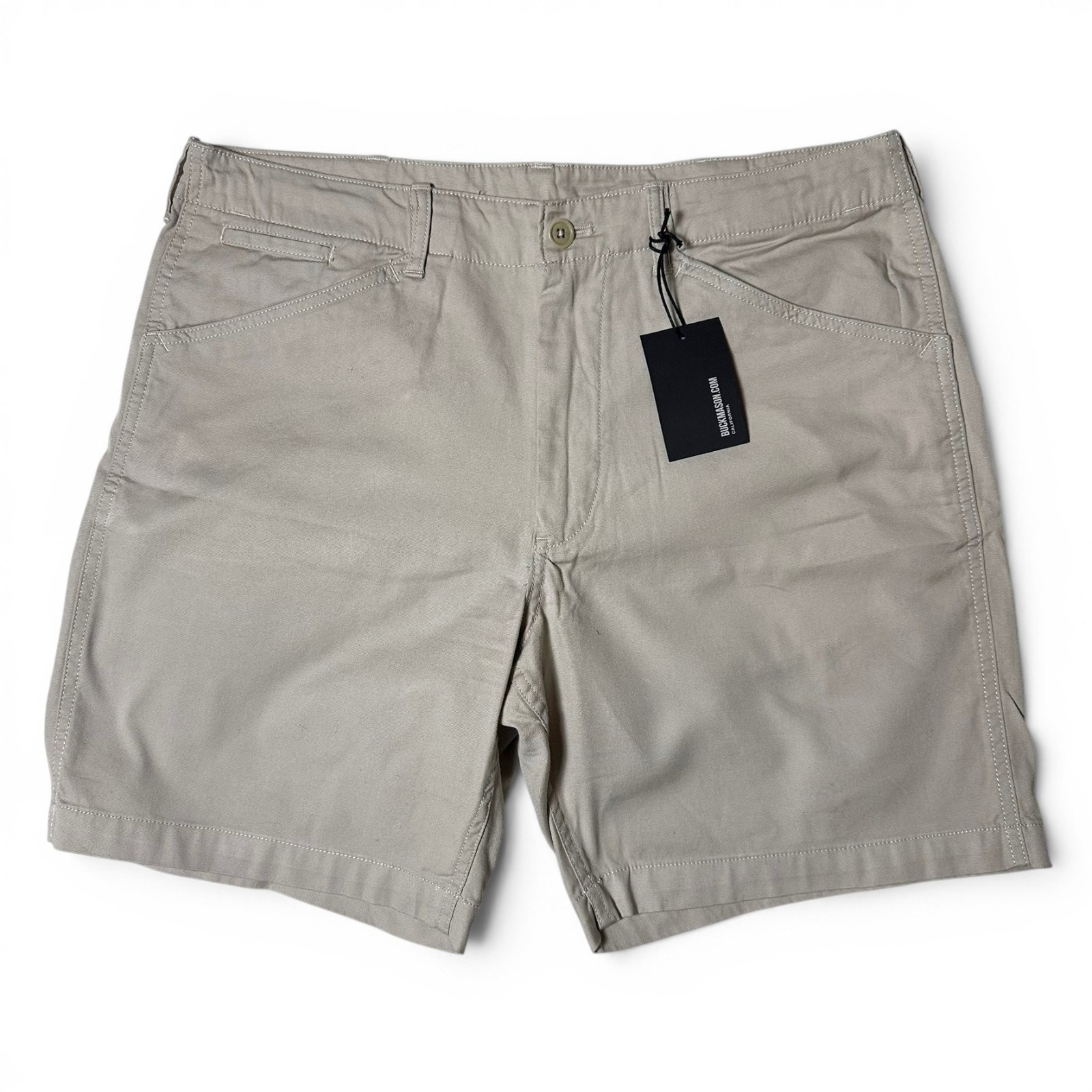 Buck Mason Vintage Canvas 8in Walk Short Mens Actual Sz 34 Oyster Beige NWT