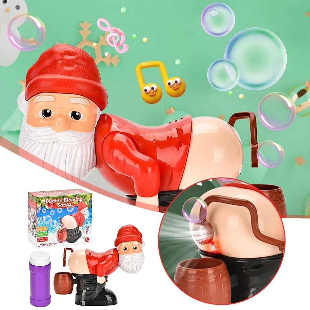 Santa Claus Bubble Maker Toy Funny Automatic Fart Bubble Machine w/ Light Music