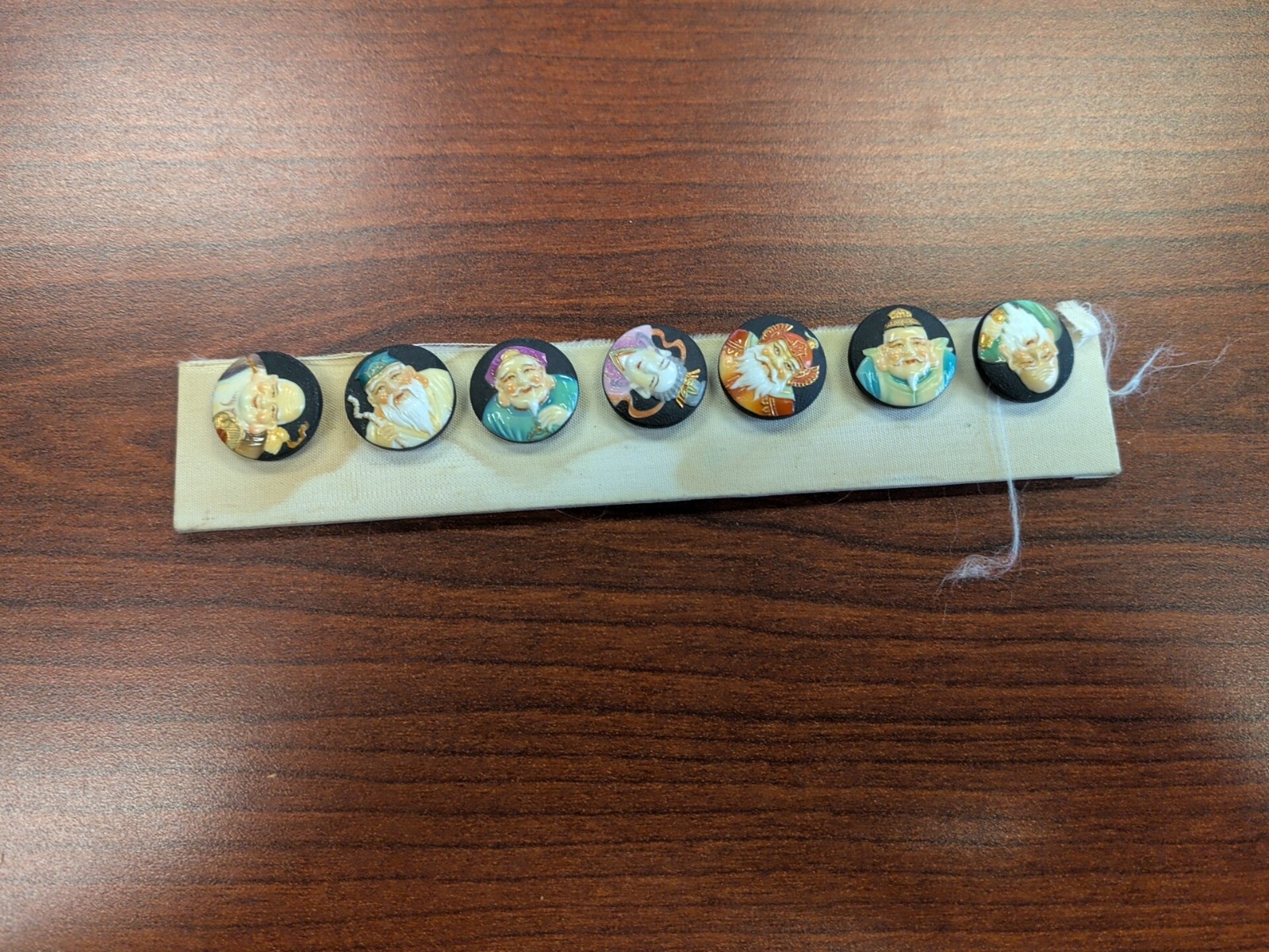 Vintage Japanese Toshikan Buttons Seven Gods Of Fortune Rare Vintage Japanese Toshikan Buttons Seven Gods Of Fortune Rare