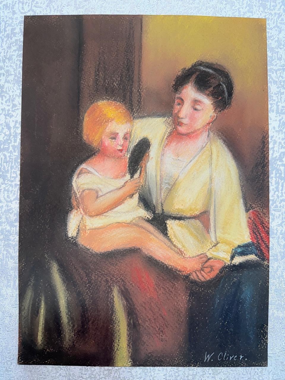 William Oliver (handmade) Drawing on antique paper signed and sealed.