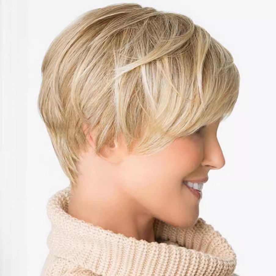 Women Fashion Ombre Short Straight Wigs Side Bangs Side Part Synthetic Full Wig Women Fashion Ombre Short Straight Wigs Side Bangs Side Part Synthetic Full Wig