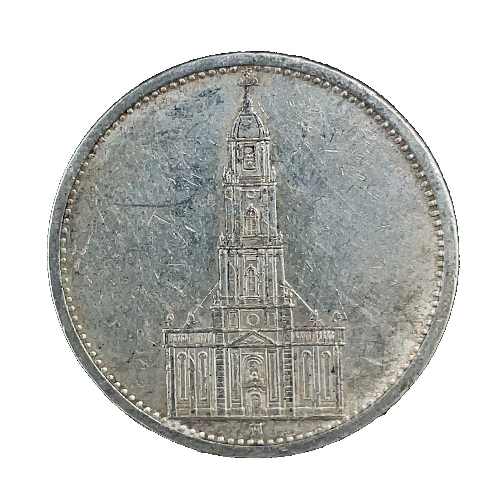 1935 A GERMAN Third Reich Silver WWII 5 Reichsmark Potsdam Garrison Church Coin