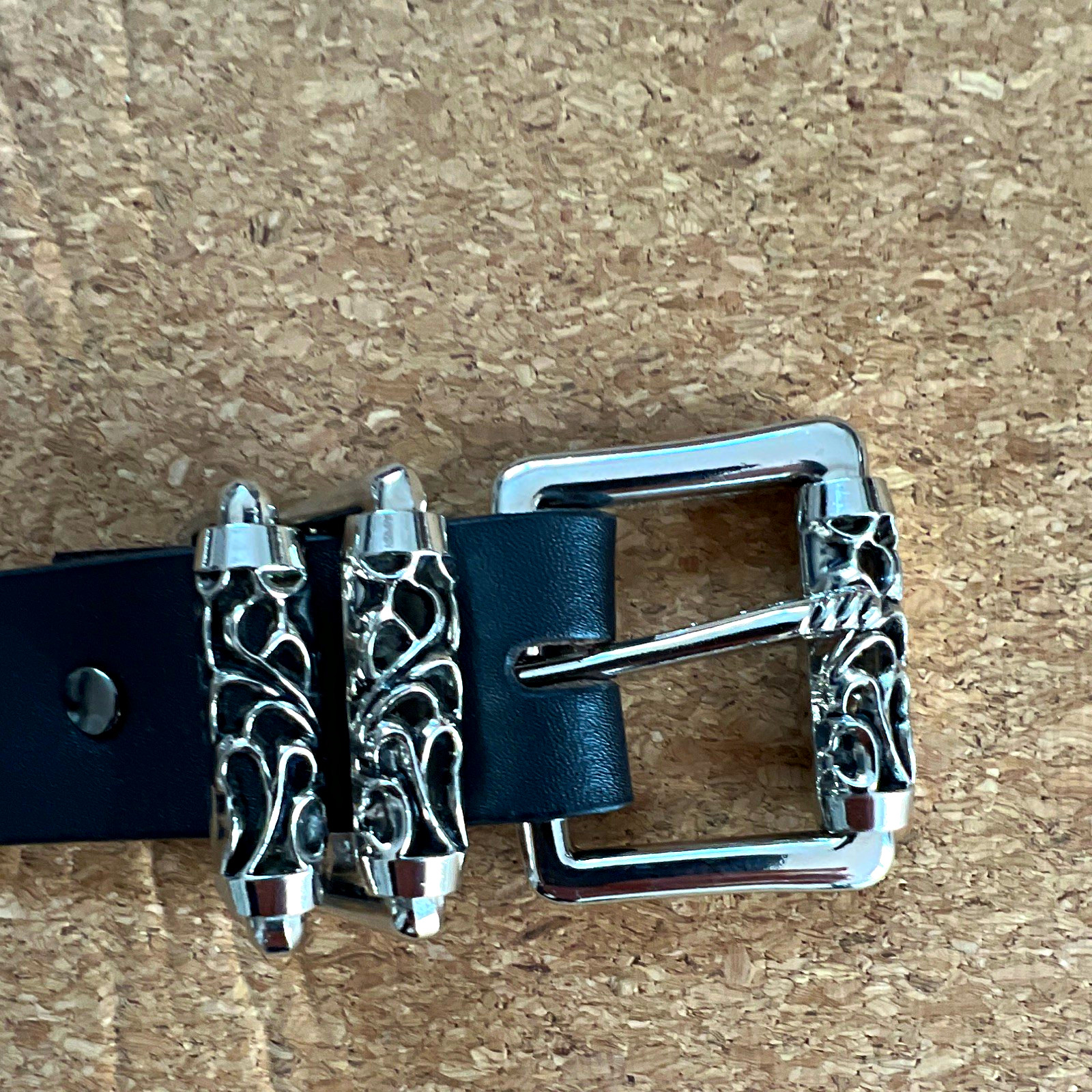 Chrome Hearts 925 Sterling Belt Replica Size 36 Men’s Black Belt.