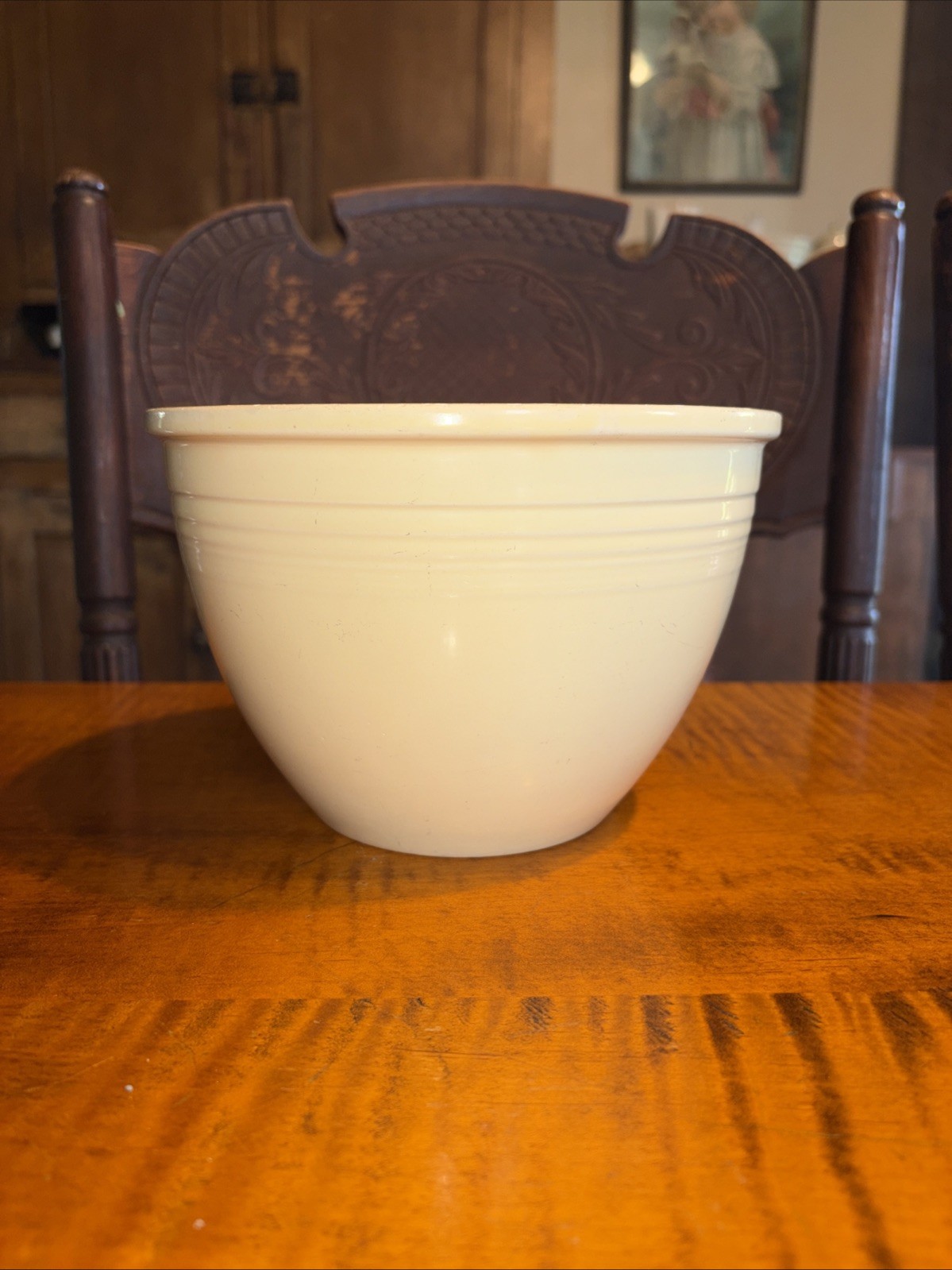Fiesta Ware Ivory Mixing Bowl #4 W/ Interior Rings 1936-1938 HLC USA Vintage