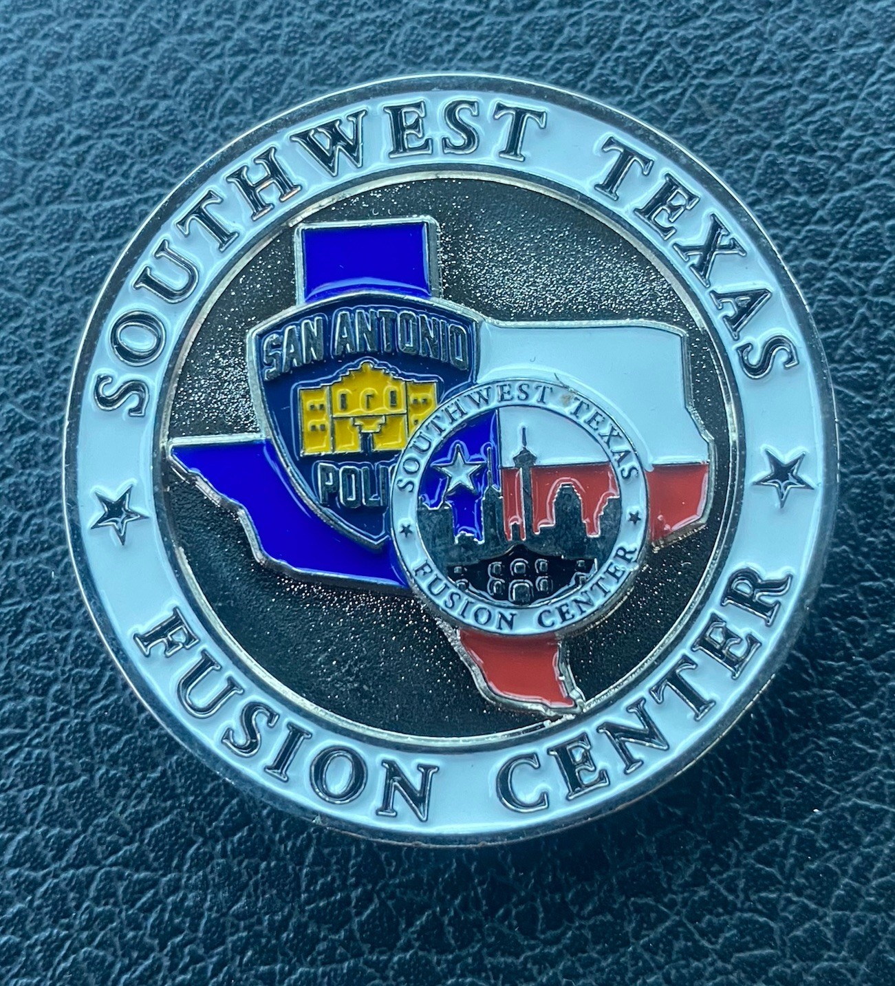 Southwest Texas San Antonio Police Fusion Center DOJ DoD CIA FBI Challenge Coin Southwest Texas San Antonio Police Fusion Center DOJ DoD CIA FBI Challenge Coin