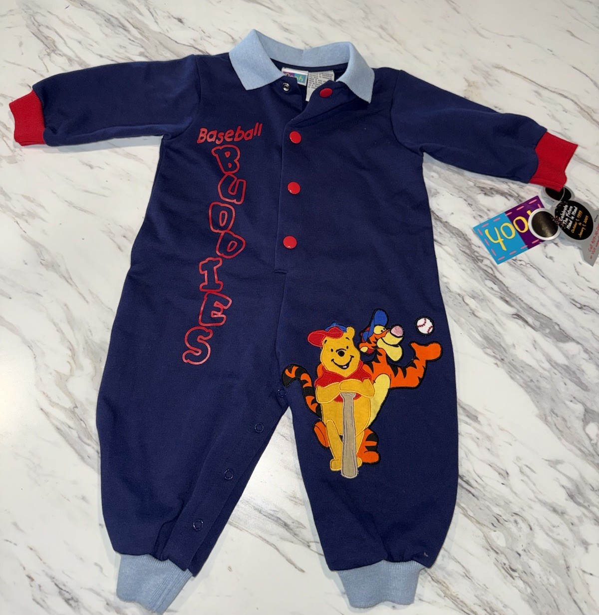 Vtg 90s Disney Winnie The Pooh 12 Mos Baseball Snap 1 Piece Outfit NWT NEW Rare