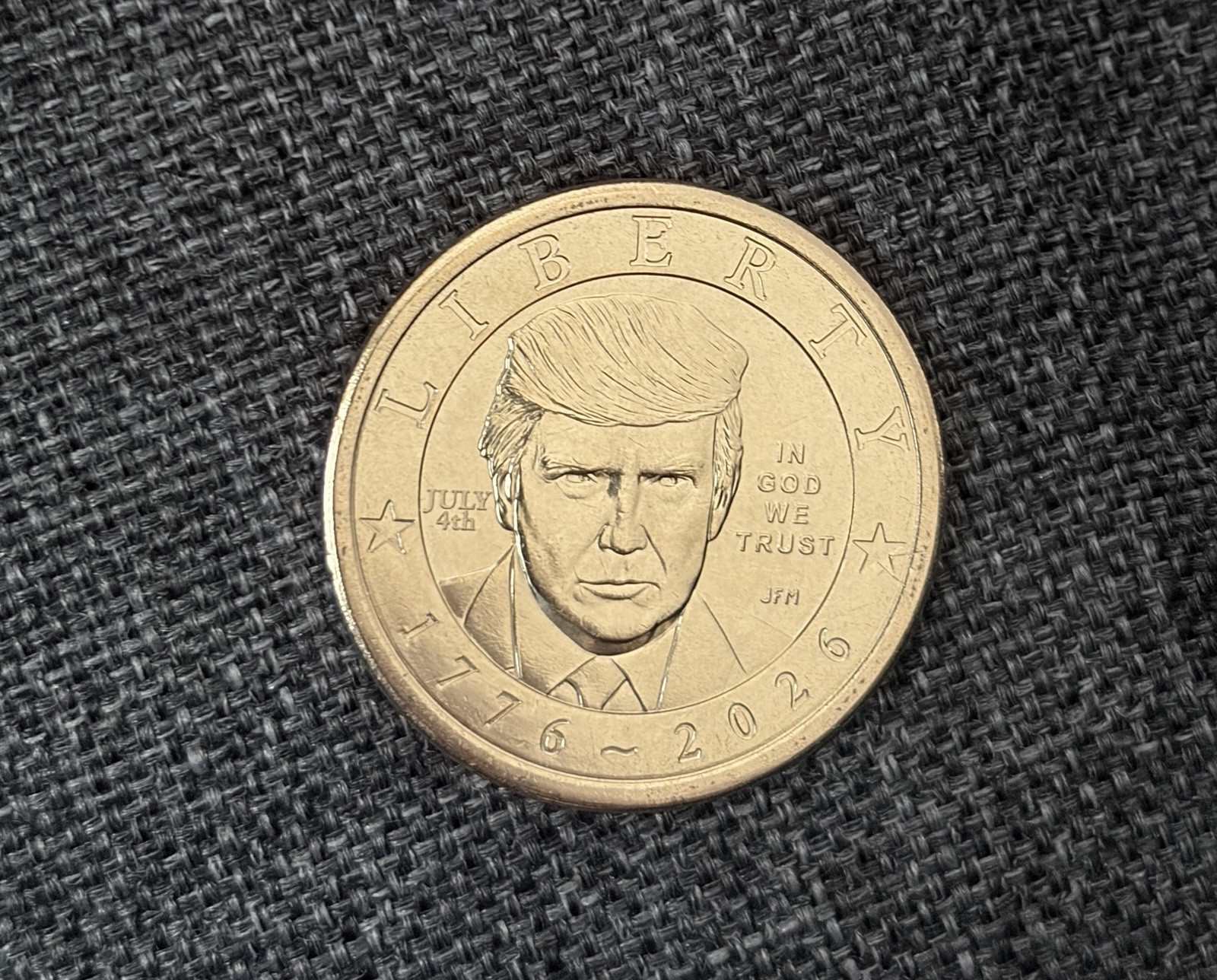 One 2026 Semiquincentennial Donald J. Trump $1 Coin W/ July 4th Privy - IN HAND