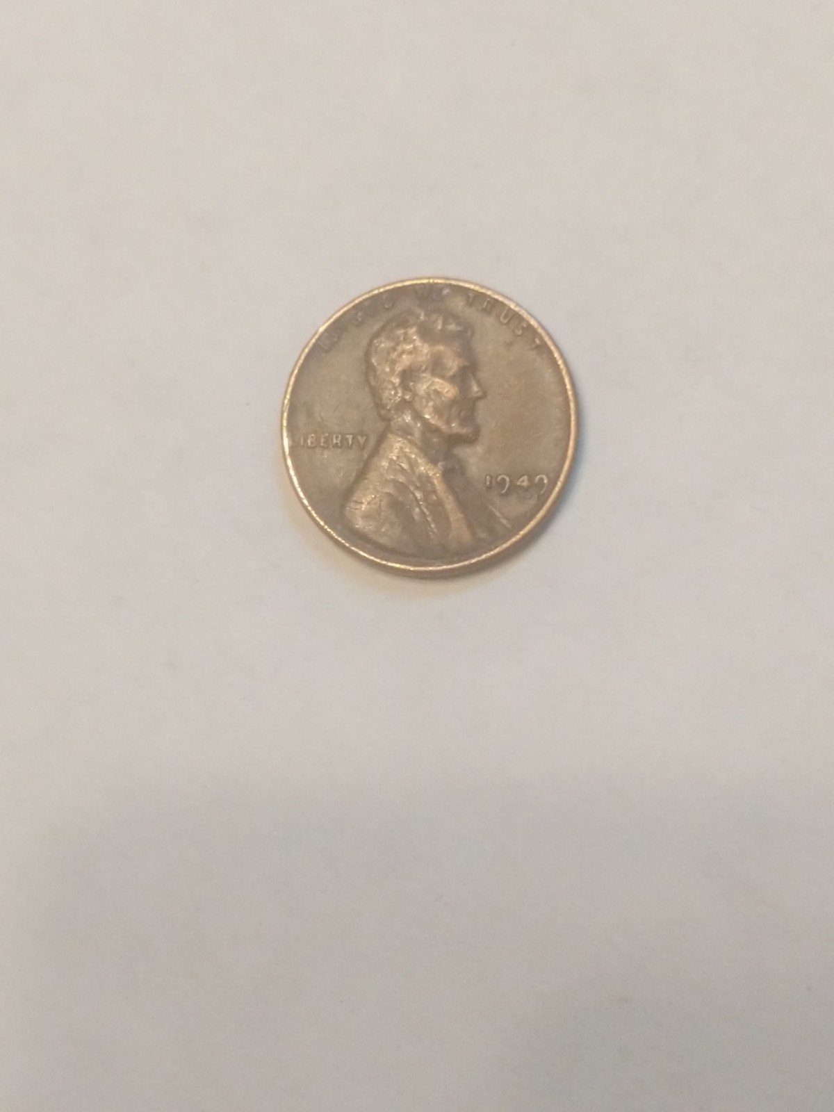 1949 LINCOLN WHEAT PENNY- NO MINT MARK ERROR L  ON THE RIM