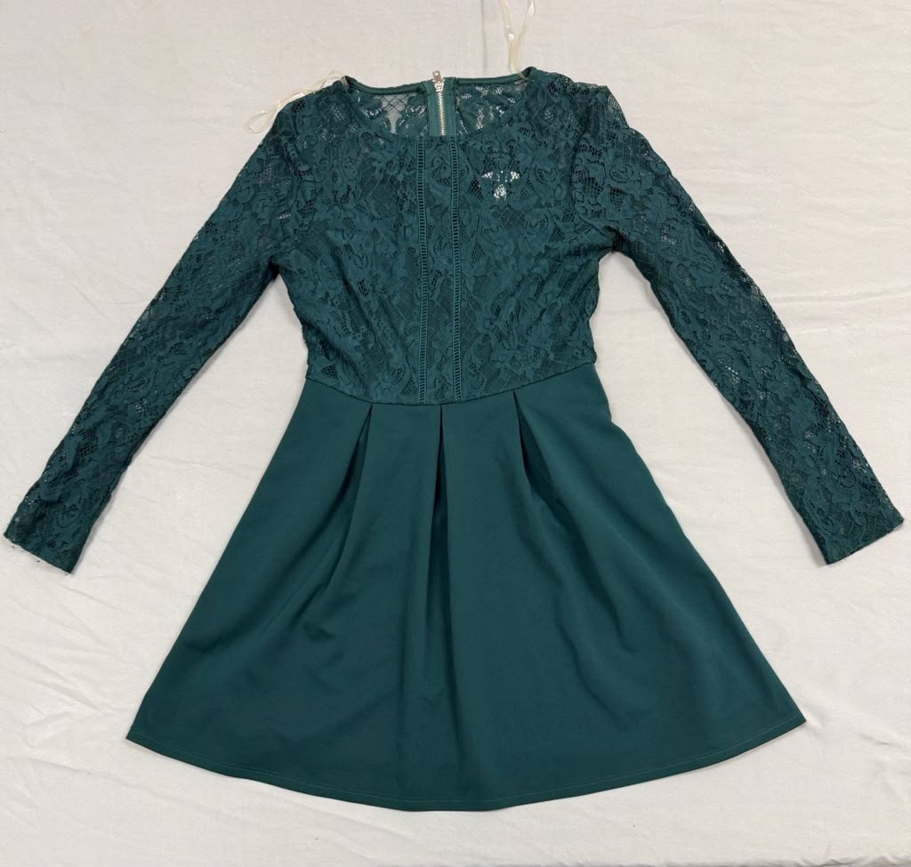Xtraordinary Womens S Dark Teal Lace Long Sleeve Fit Flare Party Cocktail Dress