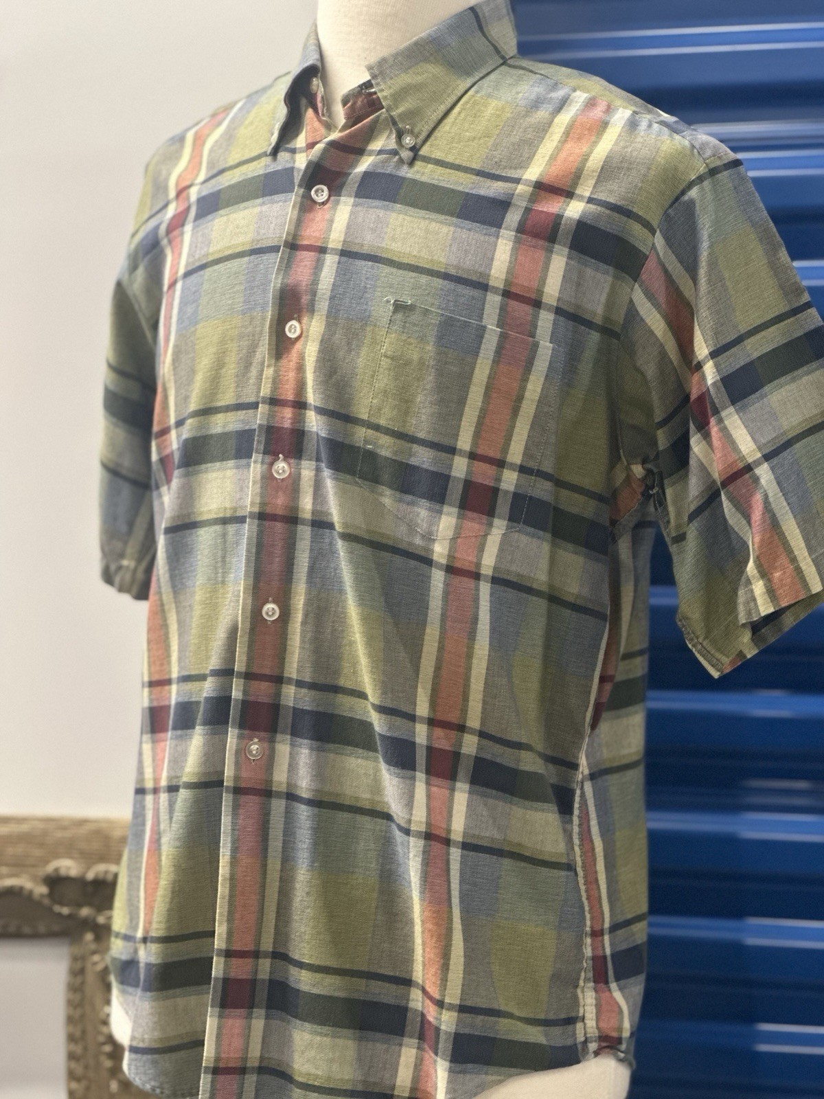 Vintage 60’s Styled For Holmes For Men Plaid Short Sleeve Button Down