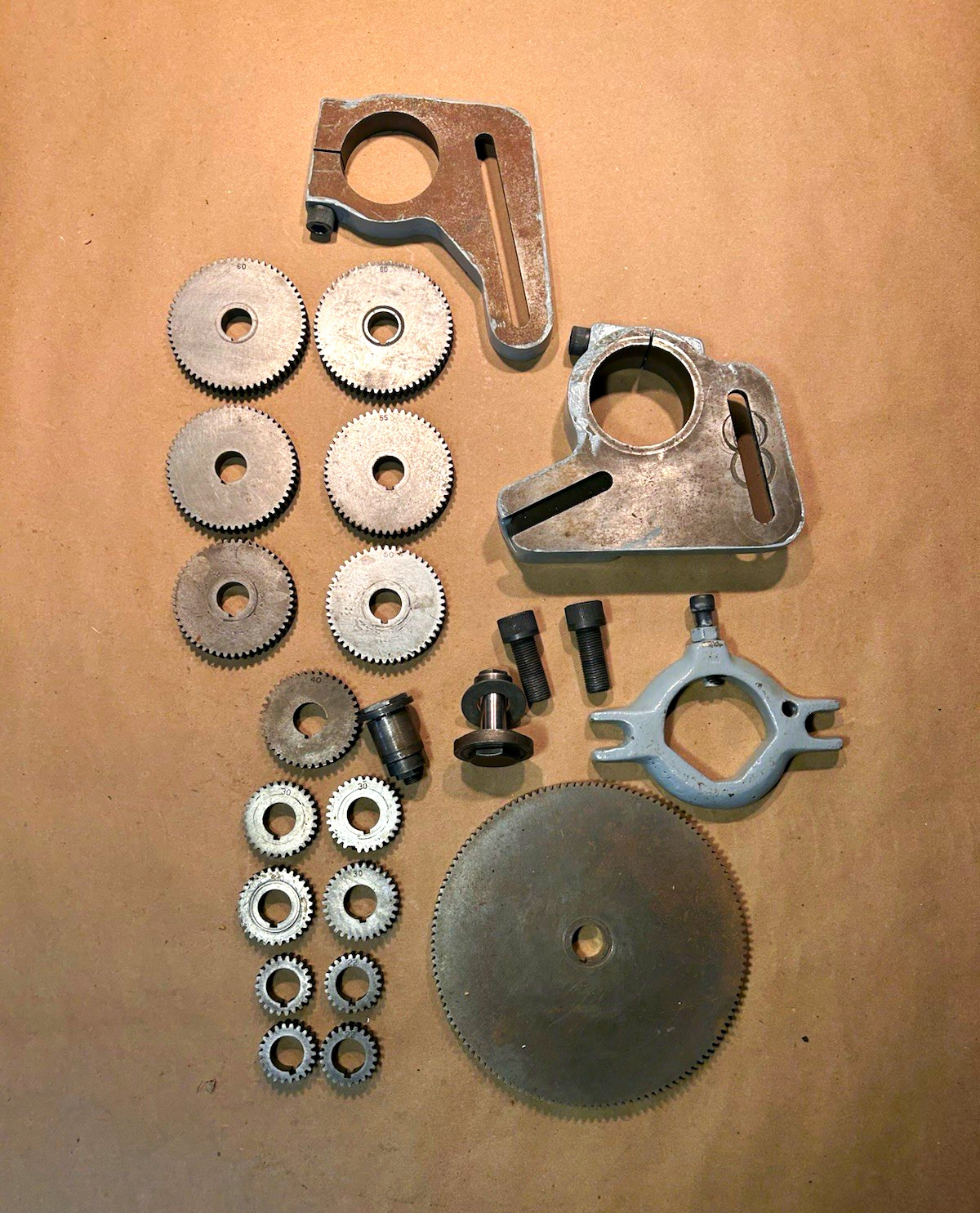 Hardinge HLV-H Lathe Change Gears Lot w/ Brackets & Bolts W/ 127t Gear Metric Hardinge HLV-H Lathe Change Gears Lot w/ Brackets & Bolts W/ 127t Gear Metric