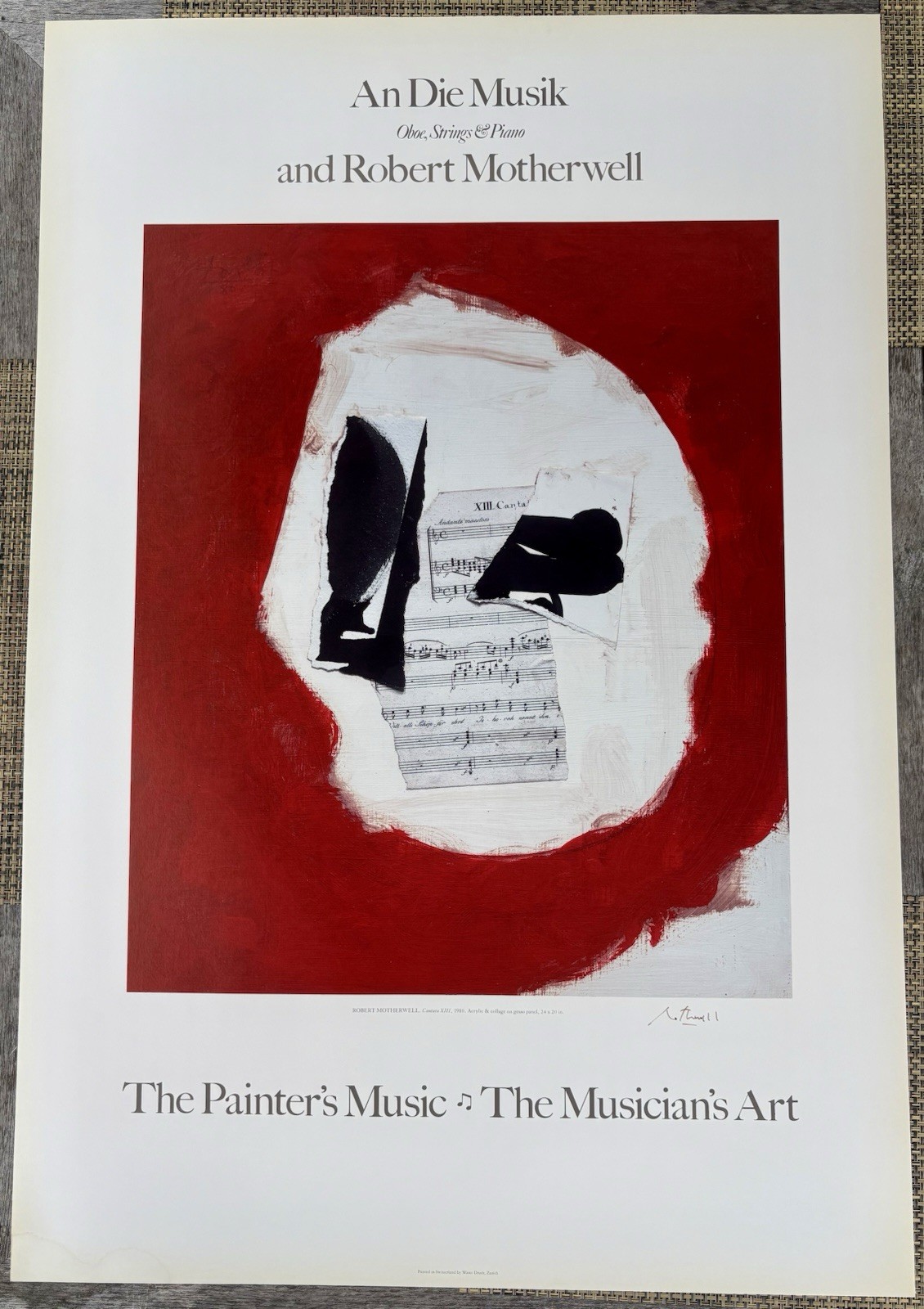 Robert Motherwell Artist SIGNED Lithograph Poster An Die Musik collaboration Robert Motherwell Artist SIGNED Lithograph Poster An Die Musik collaboration