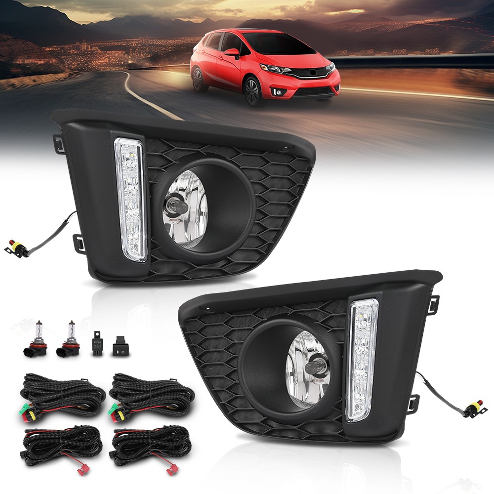 For 2014-2017 Honda Fit Jazz Halogen Front Bumper Driving Fog Lights W/Wiring US