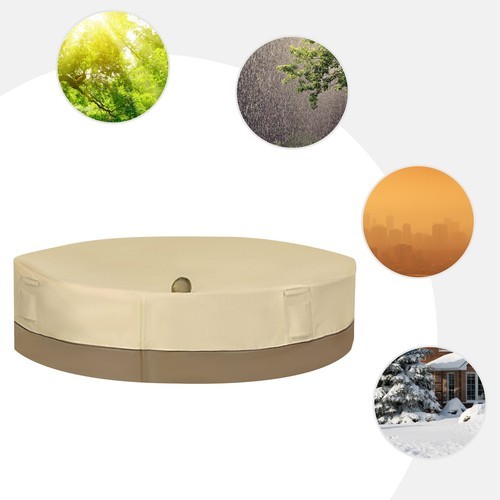 Round Outdoor Table And Chair Set Cover 190T Polyester Beige 240 × 60 cm