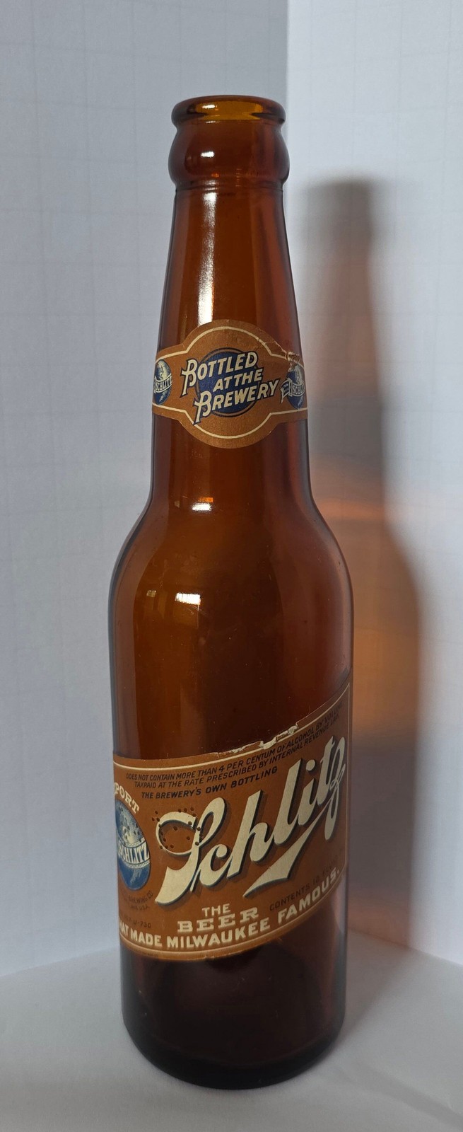 1930s Schlitz Export Beer 12 Oz Brew IRTP Joseph Schlitz Co. Milwaukee WI