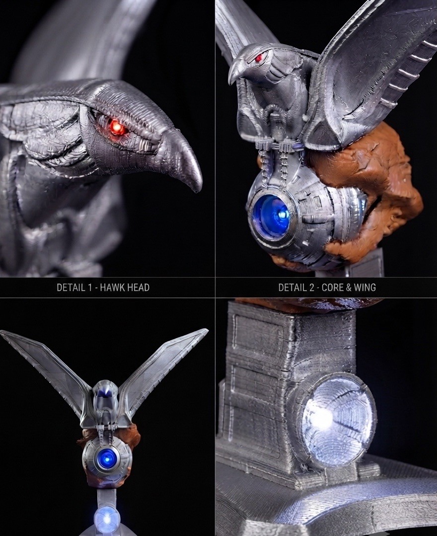 Silverhawks Hawk Haven statue 3D printed silver plastic (Not Super7) Quicksilver