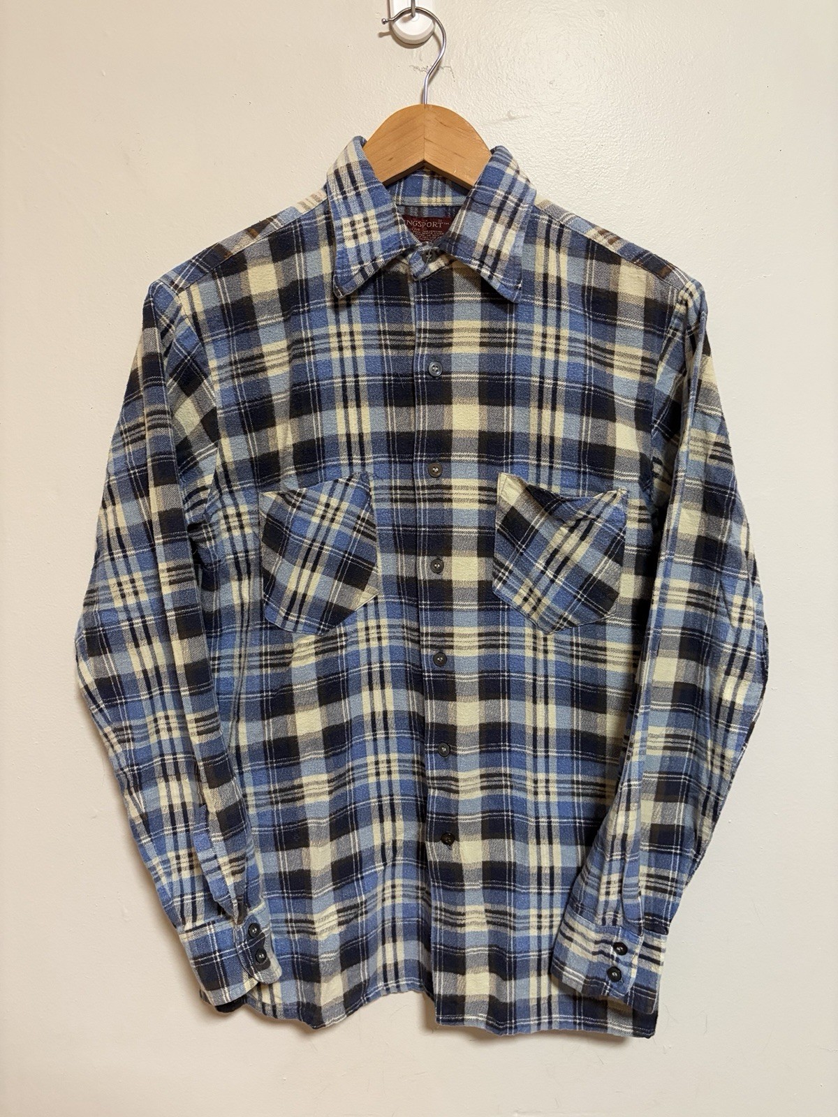 Vintage 1970s Kingsport Shadow Plaid Printed Cotton Flannel Shirt Size Small USA Vintage 1970s Kingsport Shadow Plaid Printed Cotton Flannel Shirt Size Small USA