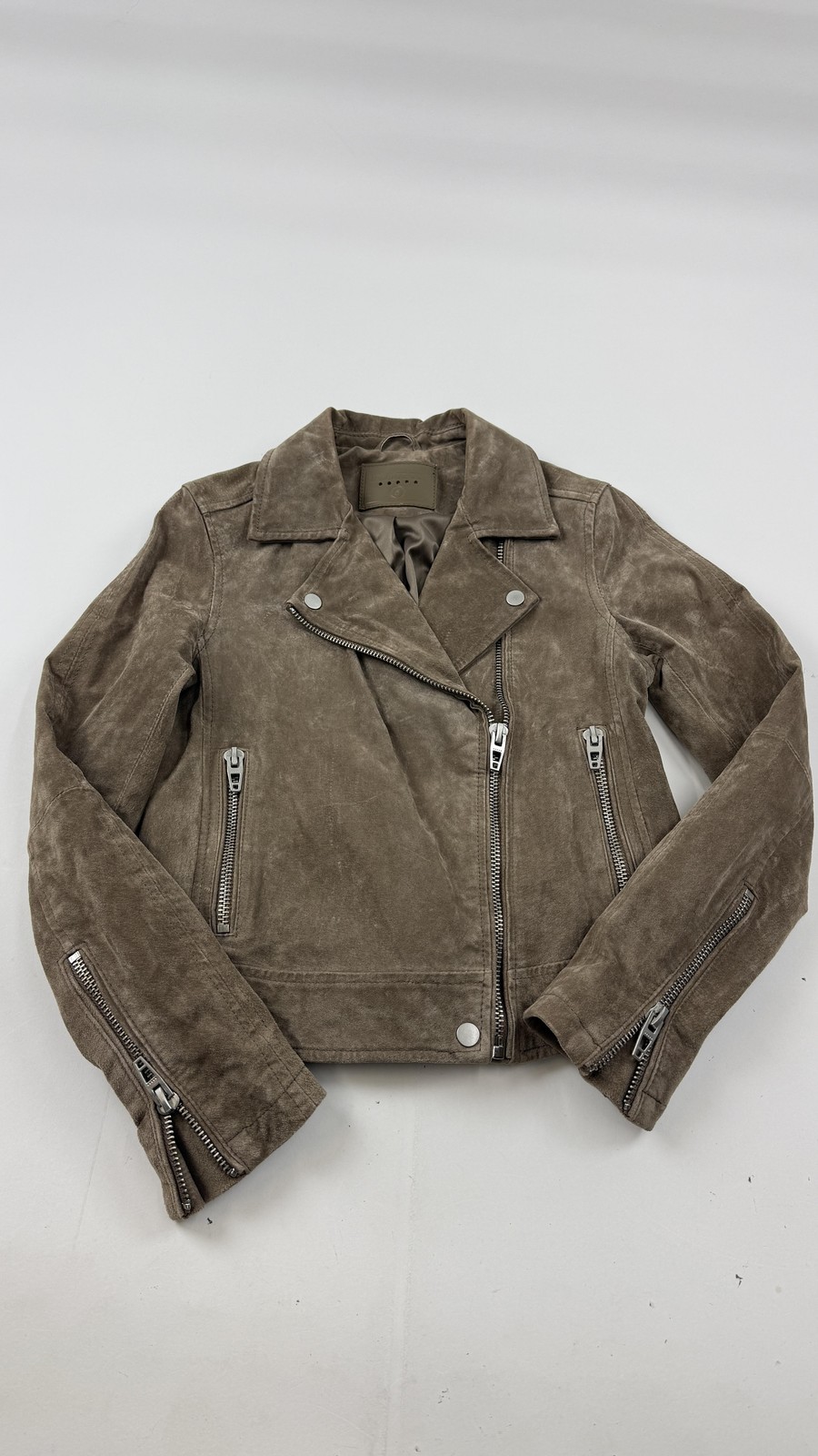 BLANKNYC Jacket Womens Small Brown Suede Leather Moto Biker Zip Pockets Lined