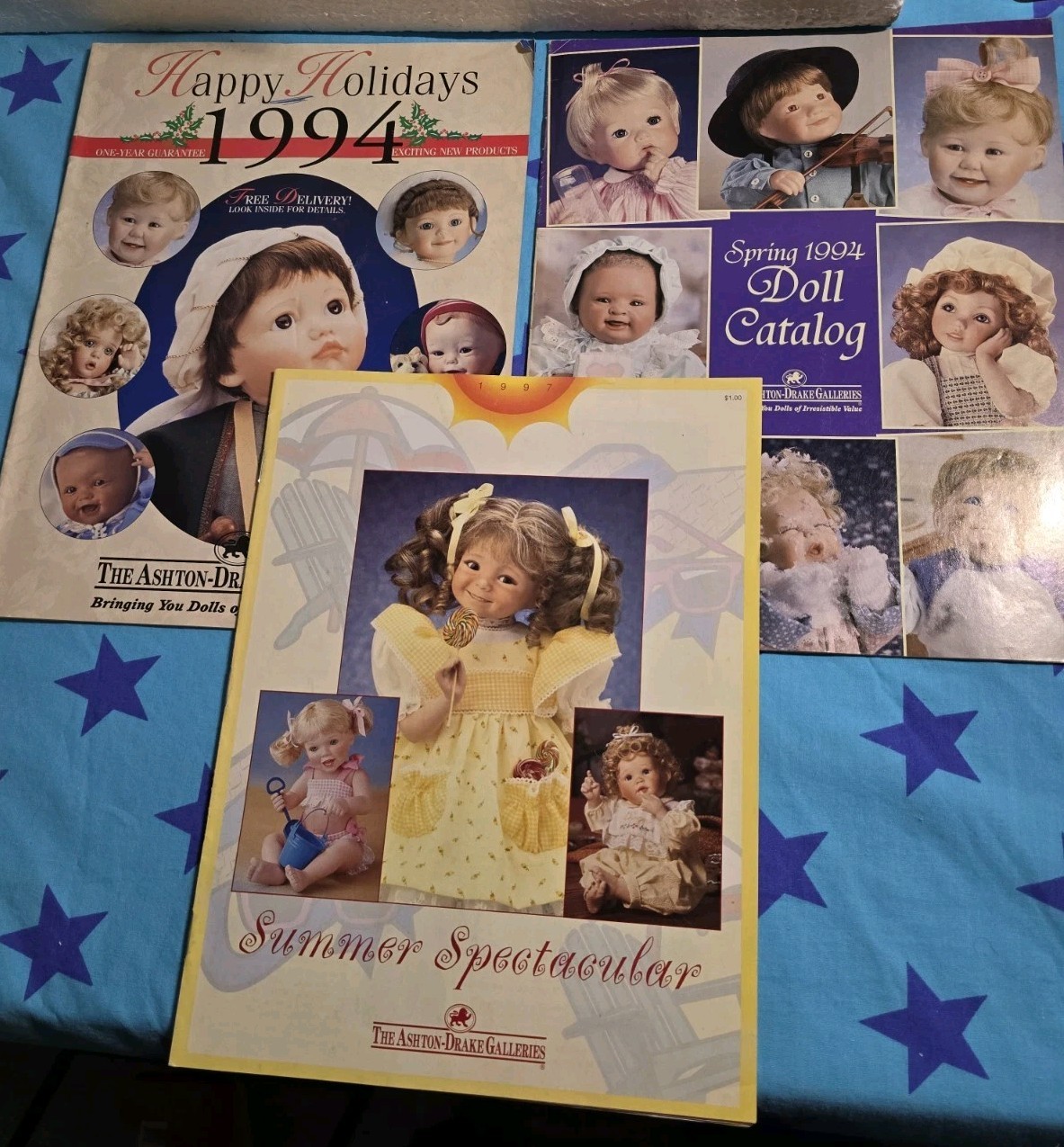 3 Ashton-Drake Galleries Doll Catalogs Sprg \'94, \'94 Happy Holidays, \'97 Summer