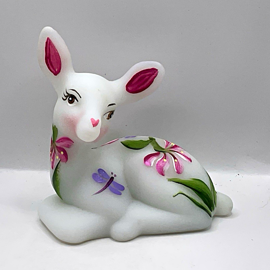 Fenton Deer Figurine Hand Painted by Former Fenton Artist OOAK