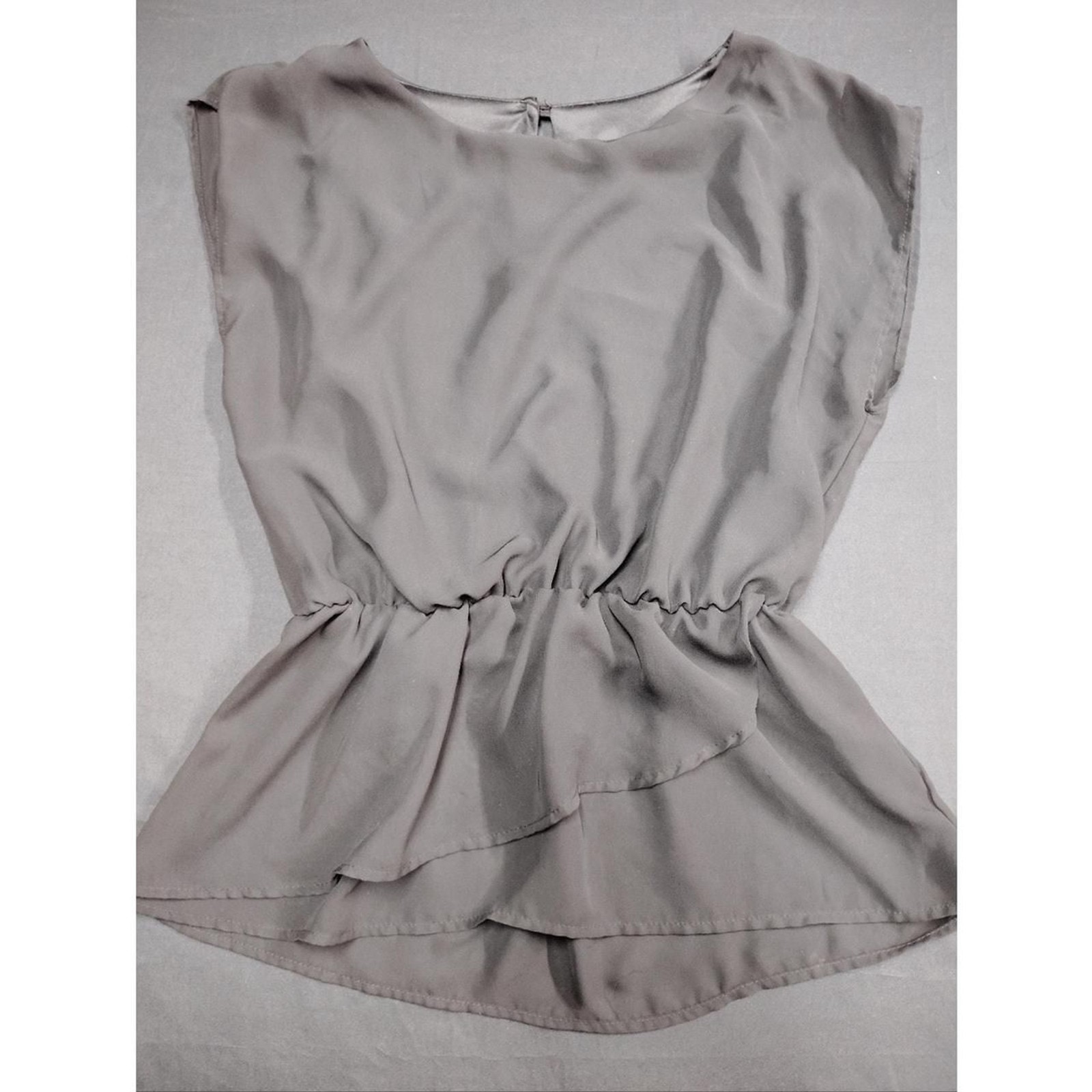bobeau Dressy Black Ruffle Layered Sleeveless Peplum Blouse