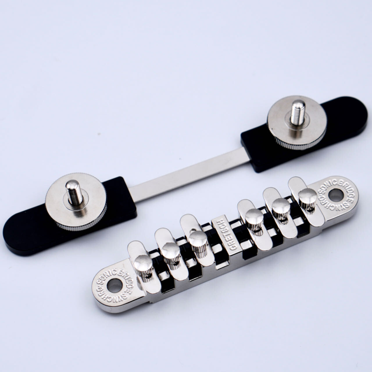 Guitar Synchro-Sonic Adjustable JAZZ Bridge Nickel W/Base Assembly Fit Gret-ch