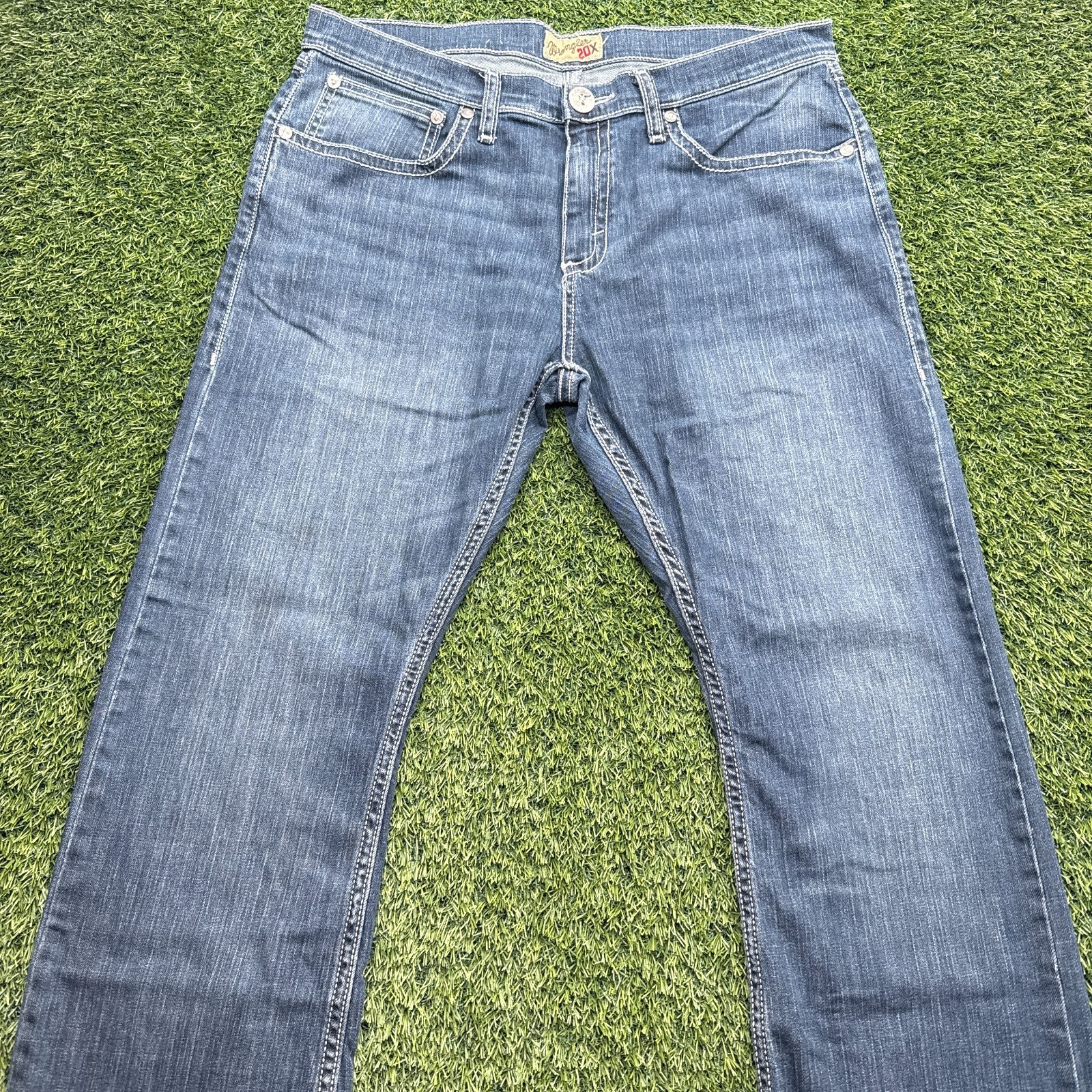 Wrangler 20x Bootcut Jeans Mens 34x30 Blue Denim Dark Wash