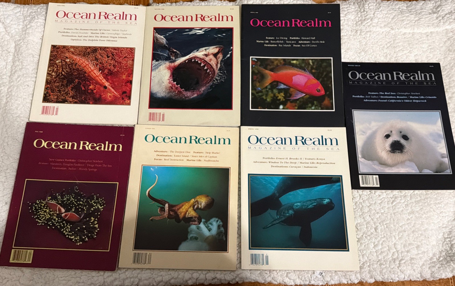 Ocean Realm Magazine Lot 7 Vintage 1988-1990 Marine Life Scuba Diving