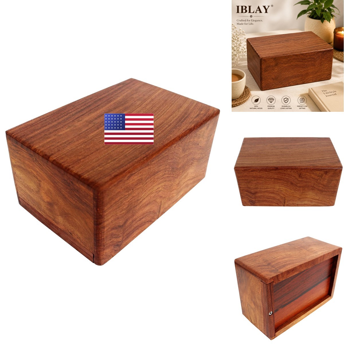 Indian Glance Wooden Urn Box X-Large 9.5\