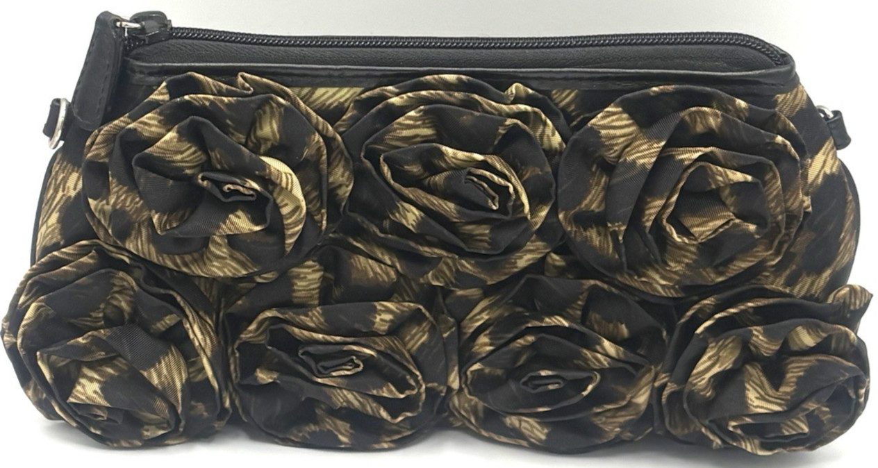 Brighton Renaissance Rose Crossbody Bag Leopard Cheetah 3D Flower Clutch NWOT
