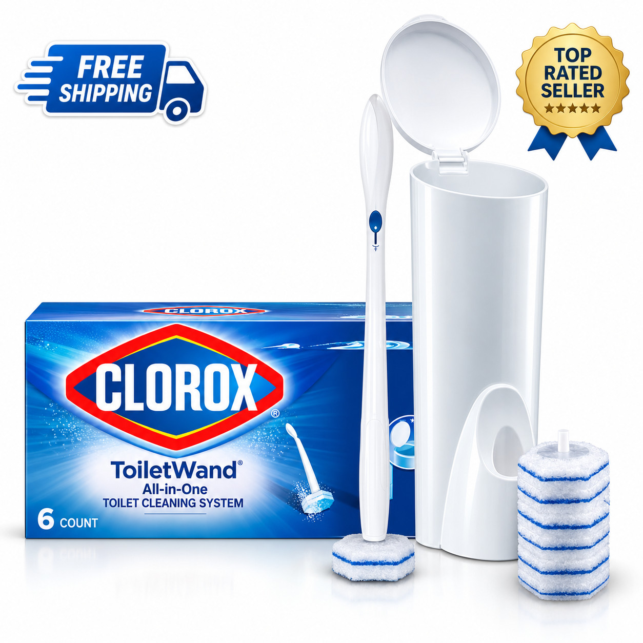 Clorox ToiletWand Disposable Toilet Cleaning System, ToiletWand, Storage Caddy a