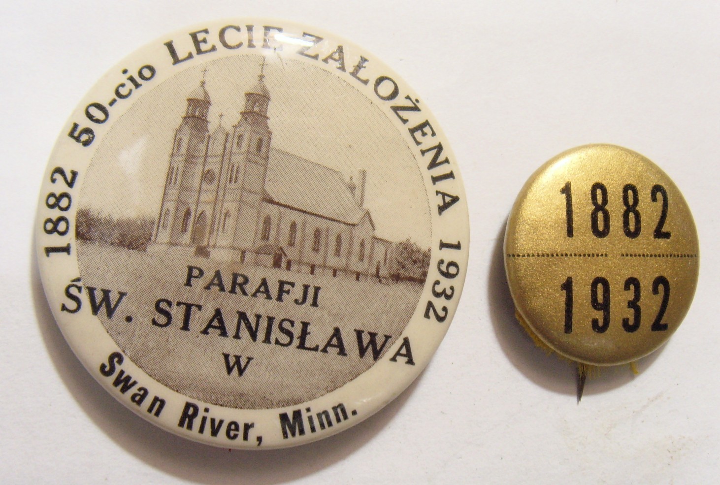 1882-1932 antique 2 buttons Polish catholic Saint Stanislause parish 54835