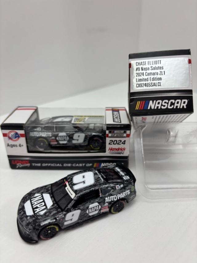 NASCAR 2024 CHASE ELLIOTT #9 NAPA AUTO PARTS SALUTES CAMO 1/64 CAR NASCAR 2024 CHASE ELLIOTT #9 NAPA AUTO PARTS SALUTES CAMO 1/64 CAR