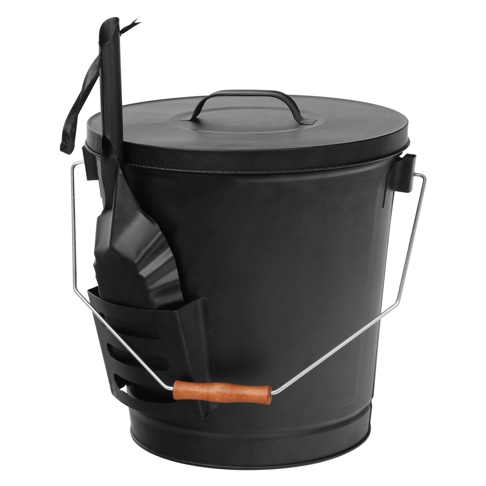 Vintage Ash Bucket w/Lid & Shovel Multipurpose Metal Fireplace Bucket for Garden