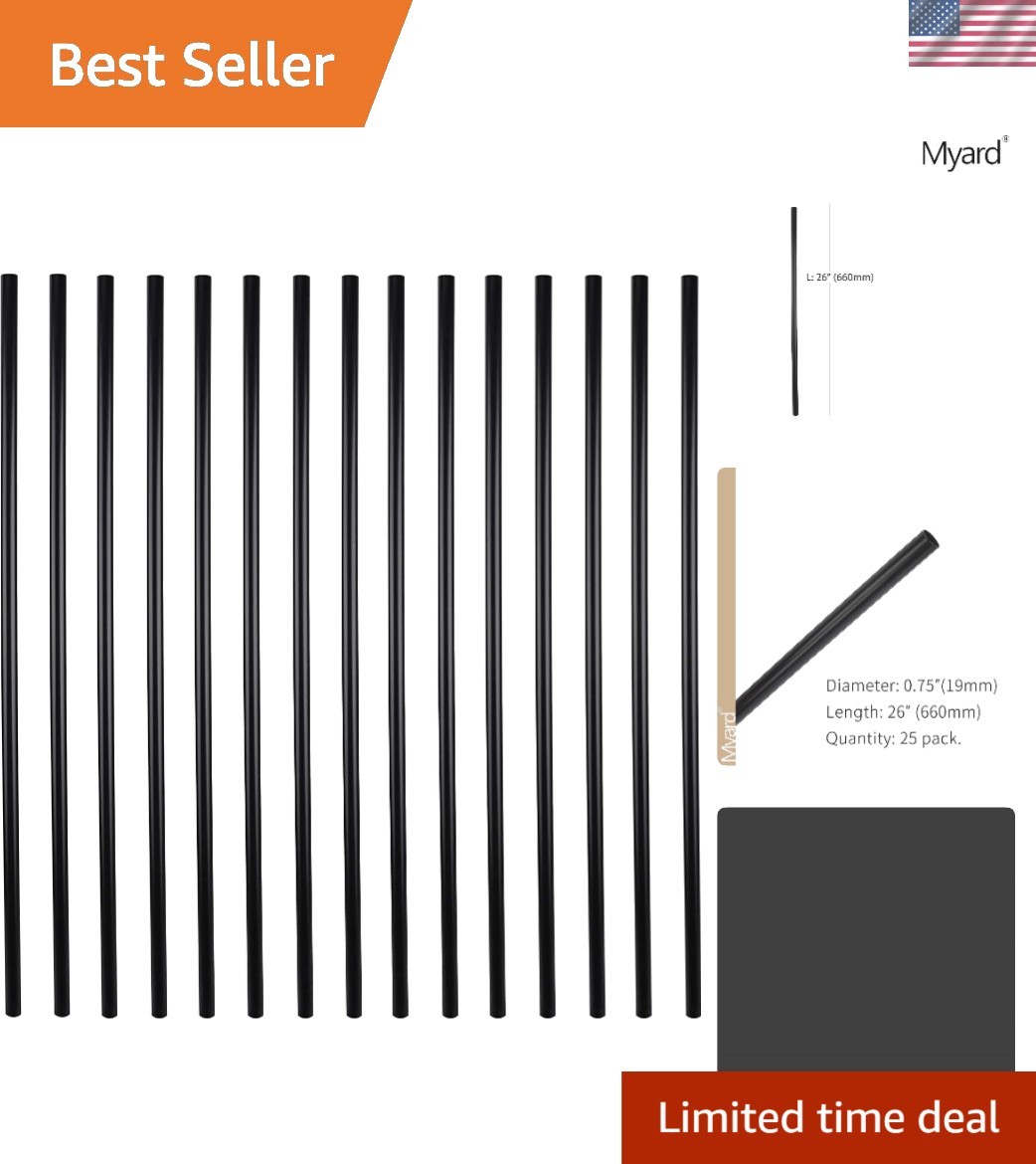 AAMA-2604 Coated 26-Inch Round Iron Deck Balusters - 25 Pack for Enhanced Safety