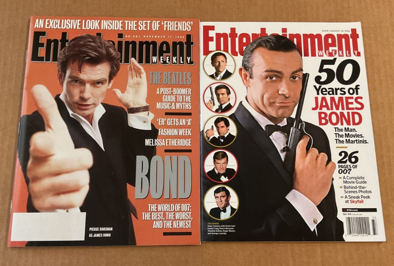 2 Entertainment Weekly James Bond #301 1995 & #1219 2012 Brosnan 50 years