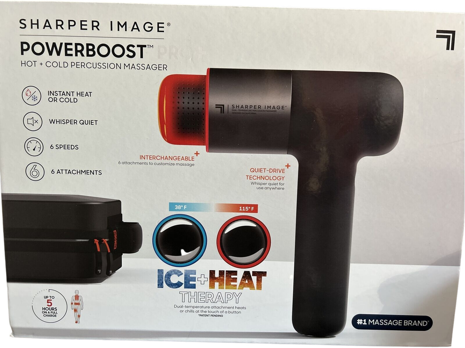 Sharper Image Powerboost Pro+ Hot & Cold Percussion Massager Black Sealed New 🔥 Sharper Image Powerboost Pro+ Hot & Cold Percussion Massager Black Sealed New 🔥